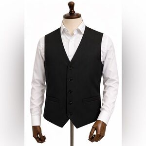 Men’s Black Formal Vest Size M Classic Suit Waistcoat